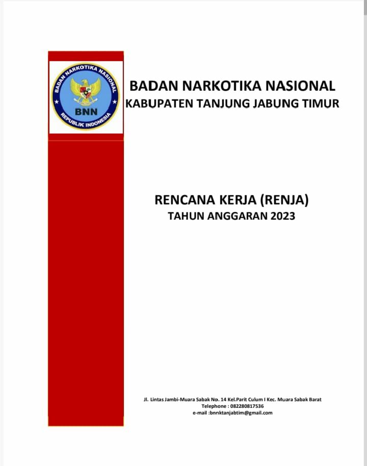 RENCANA KERJA BNNK TANJUNG JABUNG TIMUR TAHUN 2023